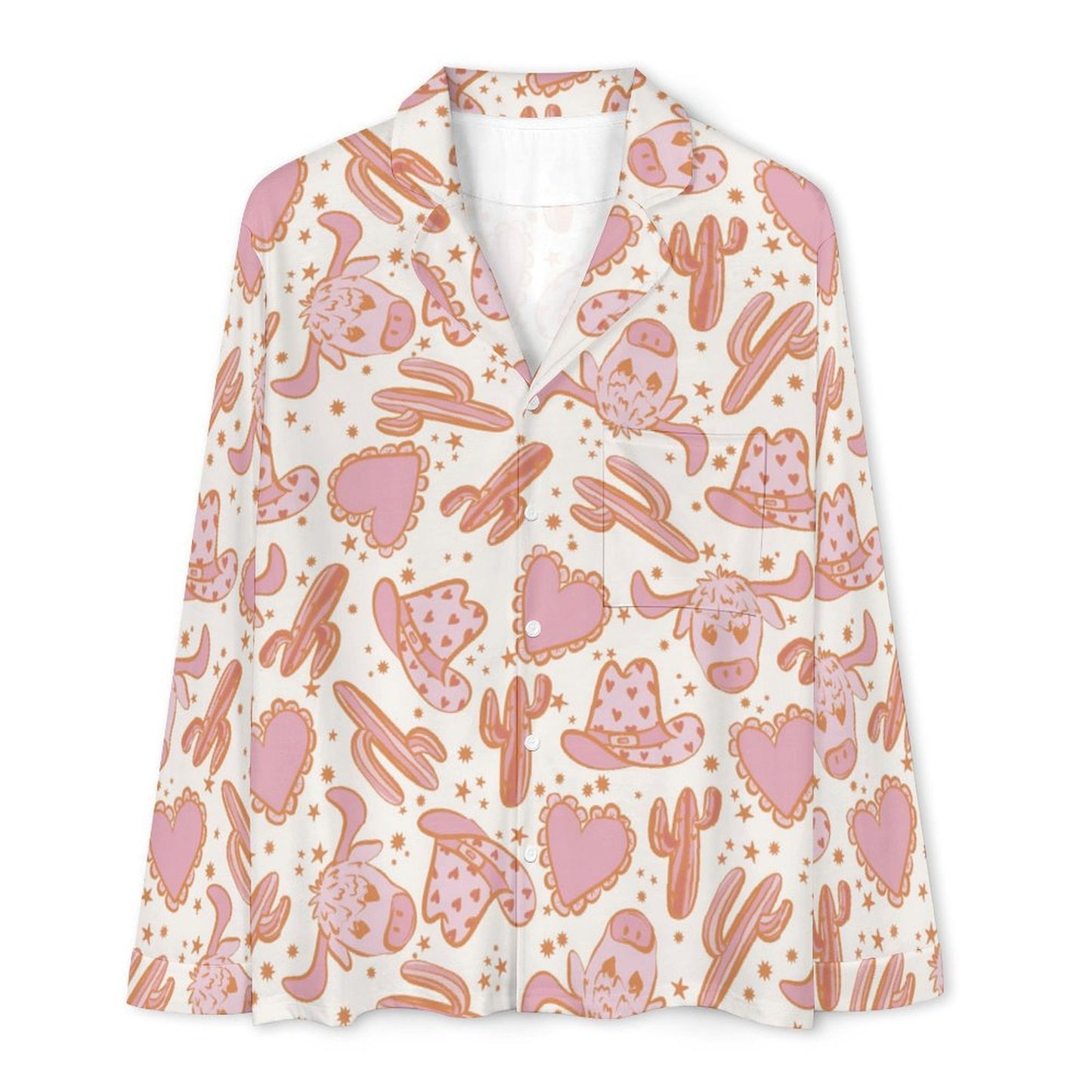 Long Pajama Set - Cute Western Cow