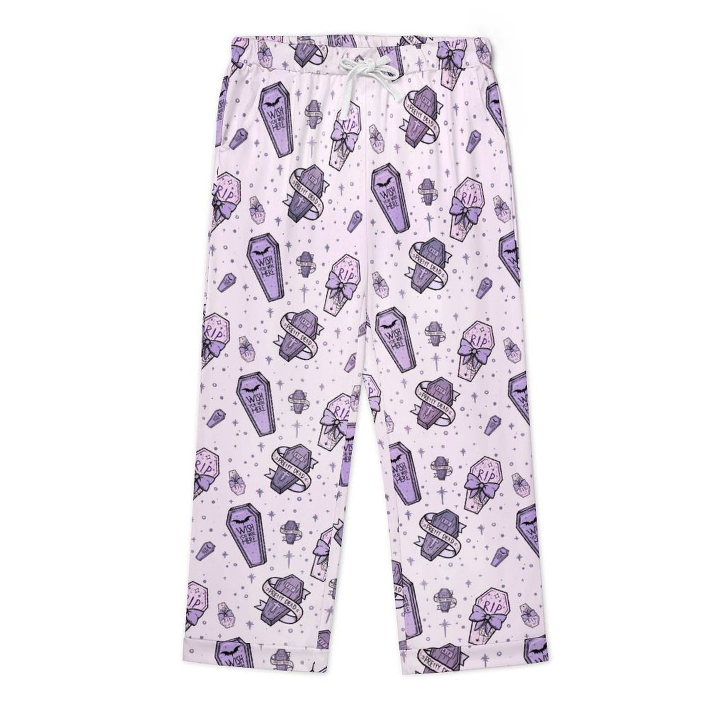 Long Pajama Set - RIP Witchy Purple Print