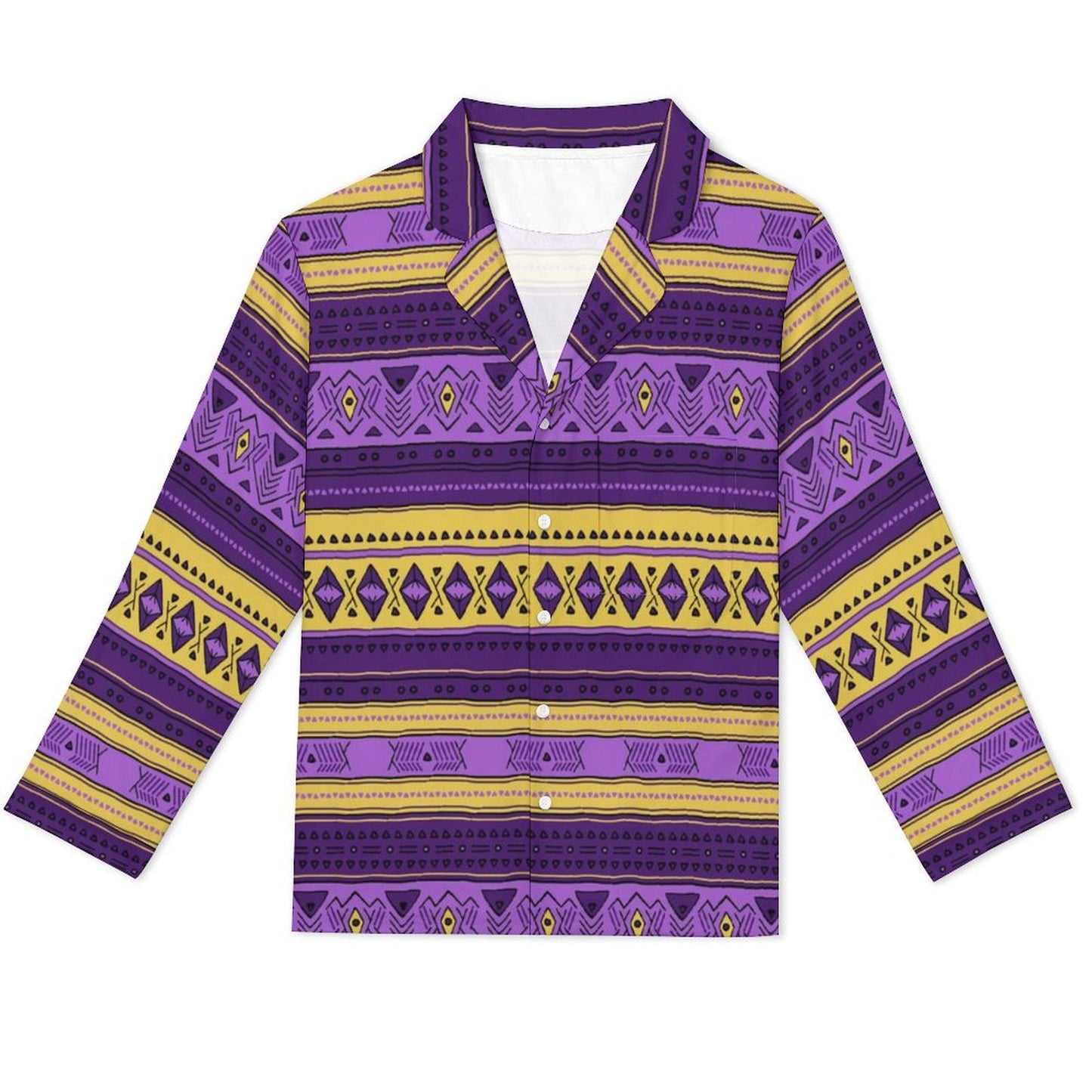 Long Pajama Set - Purple & Gold Pattern