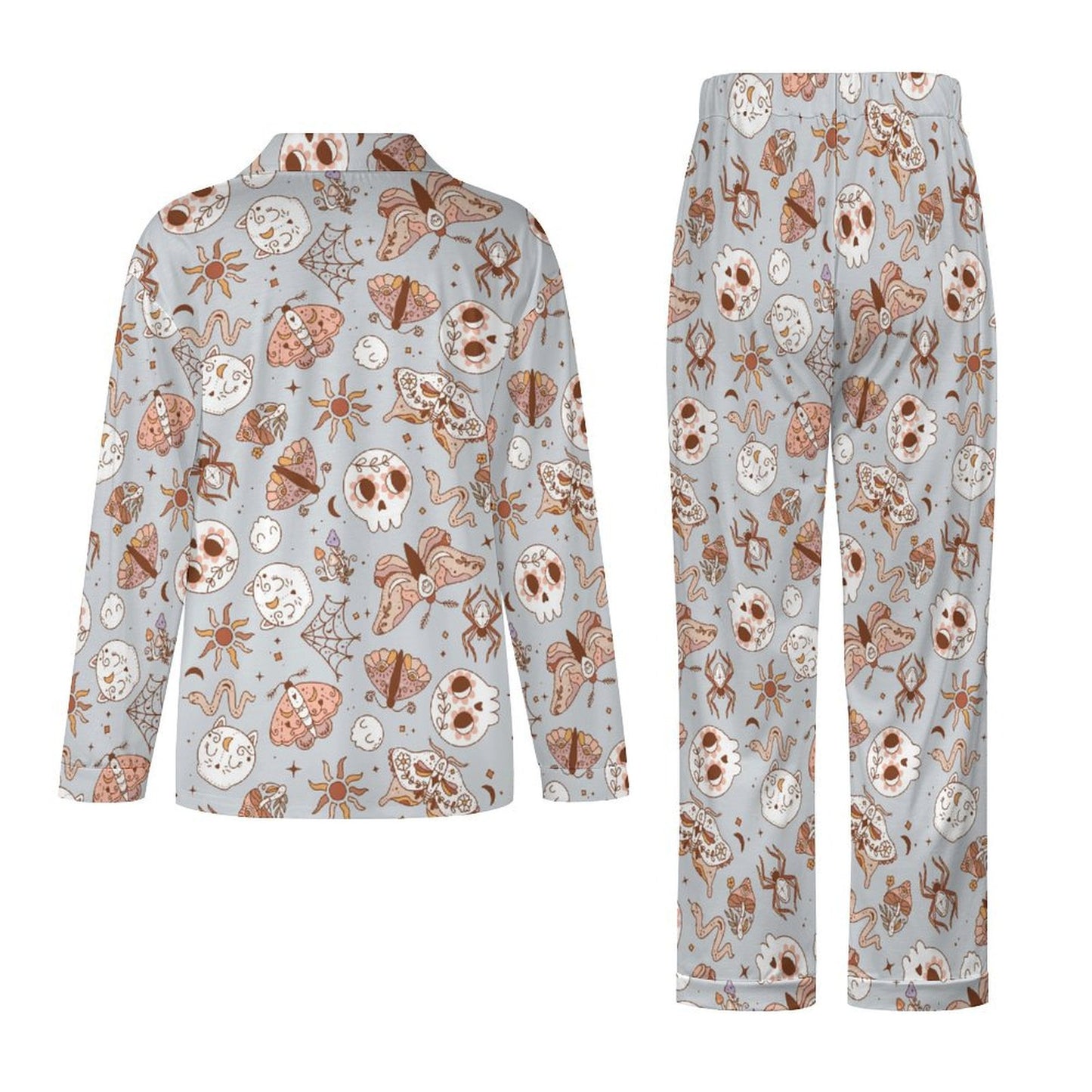 Long Pajama Set - Pastel Blue Butterfly Print