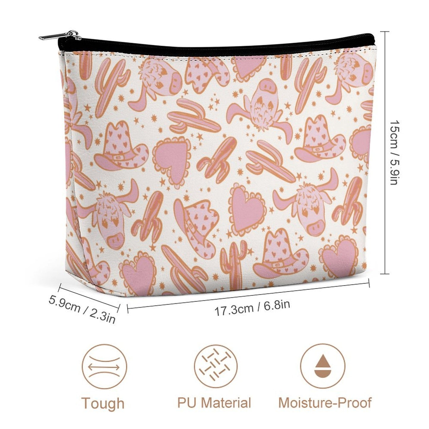 Cosmetic Bag - Western Cow Design