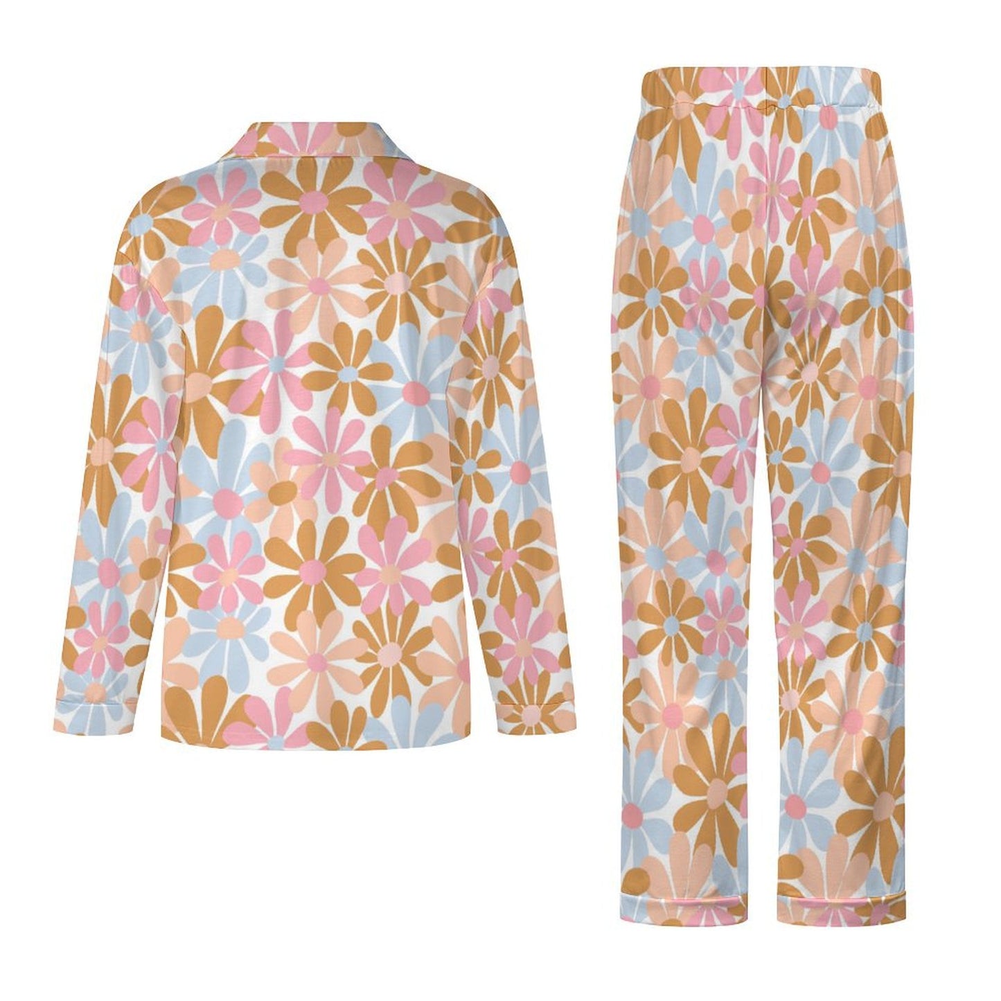 Long Pajama Set - Big Flower Print