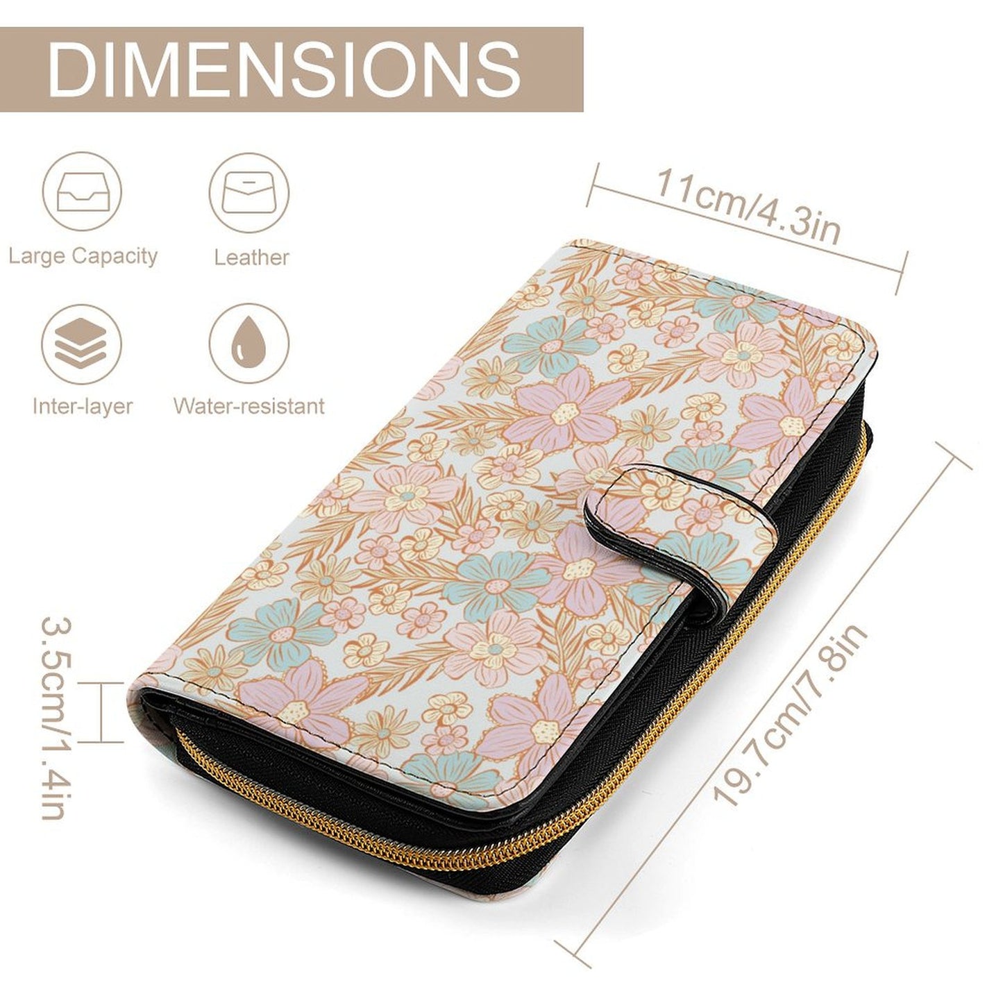 Leather Wallet - Pastel Flowers