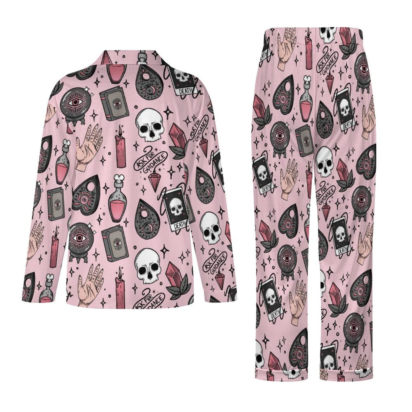 Long Pajama Set - Pinky Red Witchy Print
