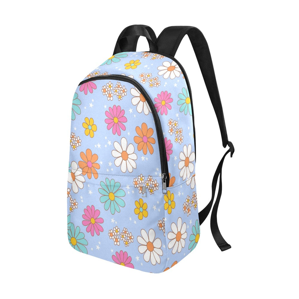 Large Backpack - Blue Flower Pattern