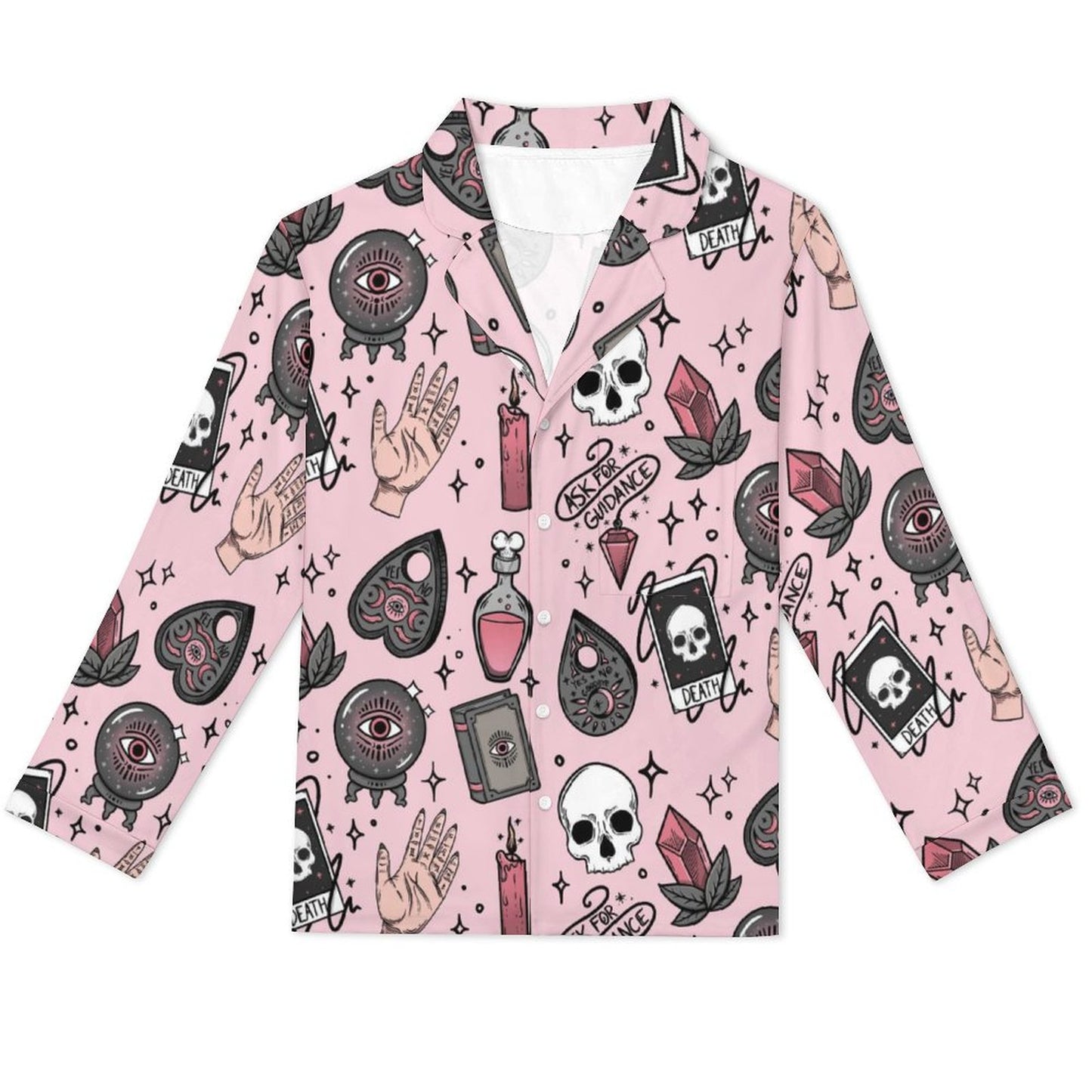 Long Pajama Set - Pinky Red Witchy Print