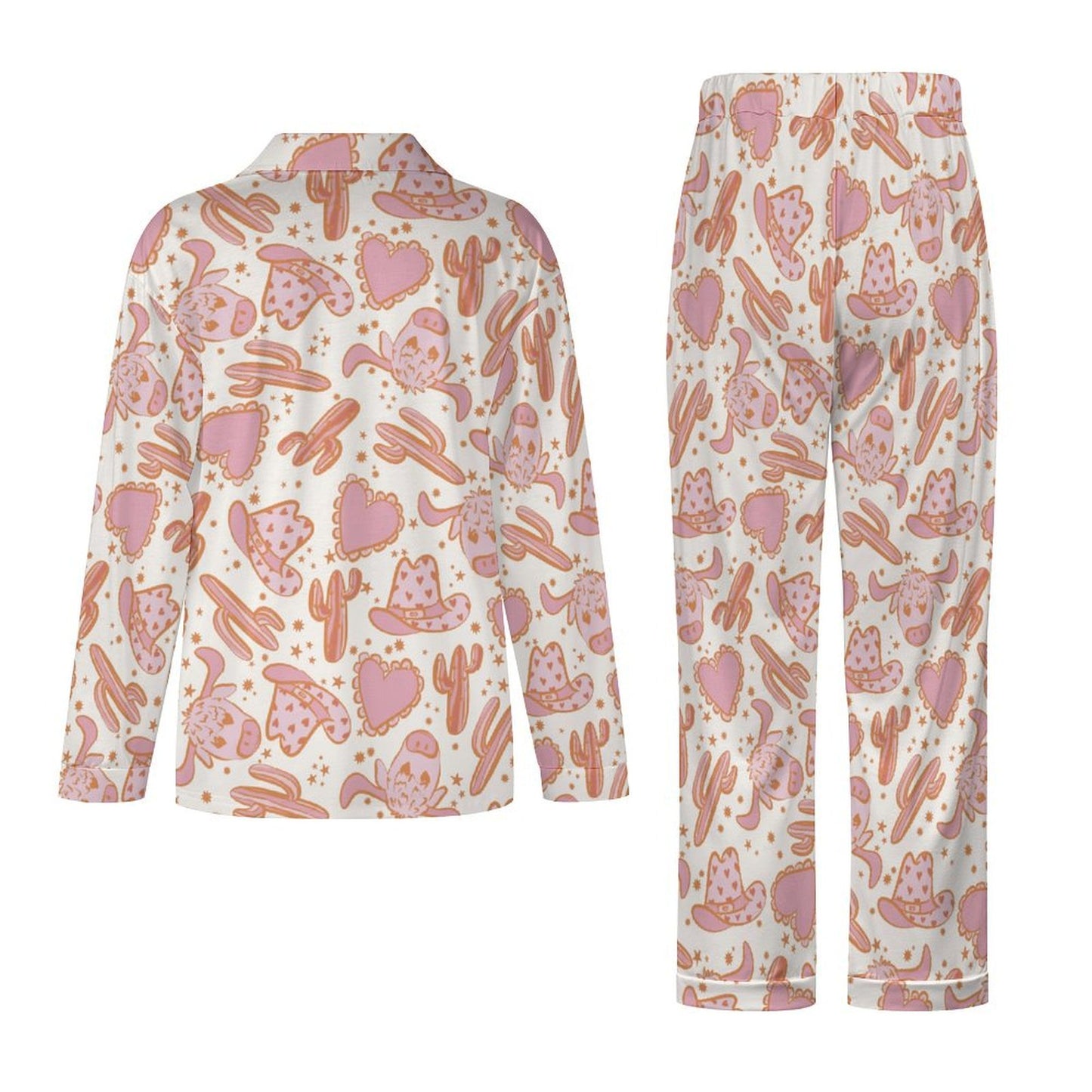 Long Pajama Set - Cute Western Cow