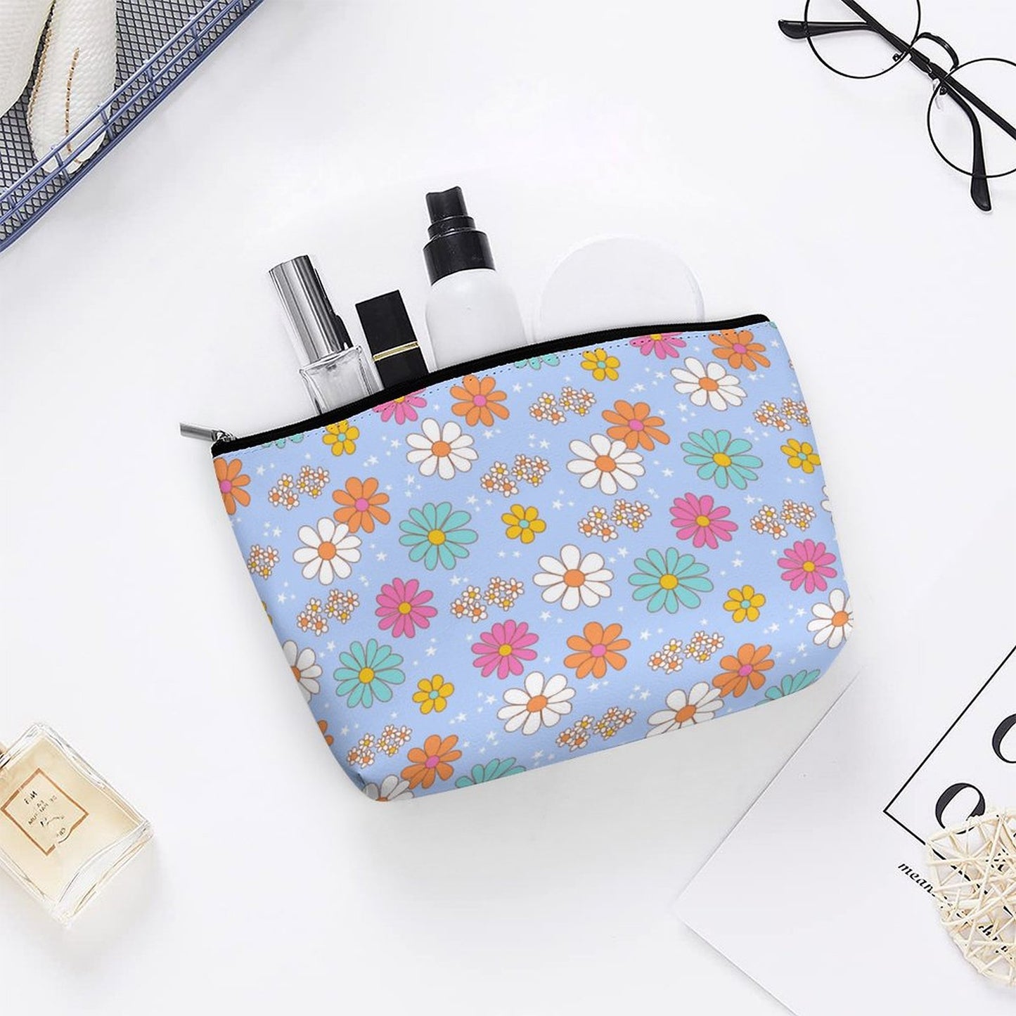 Cosmetic Bag - Blue Flower Print