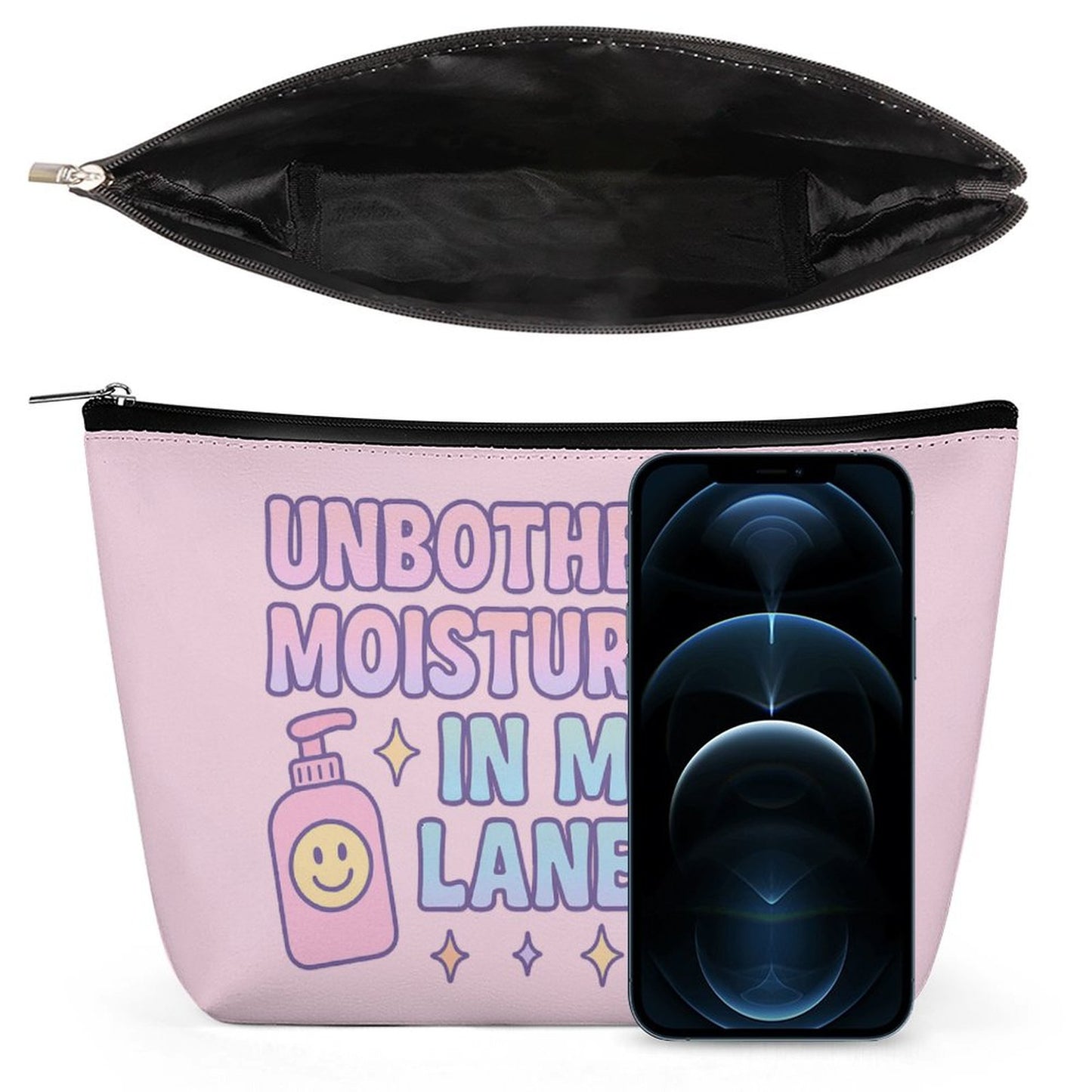 Cosmetic Bag - Moisturised, Unbothered & In My Lane - Pink