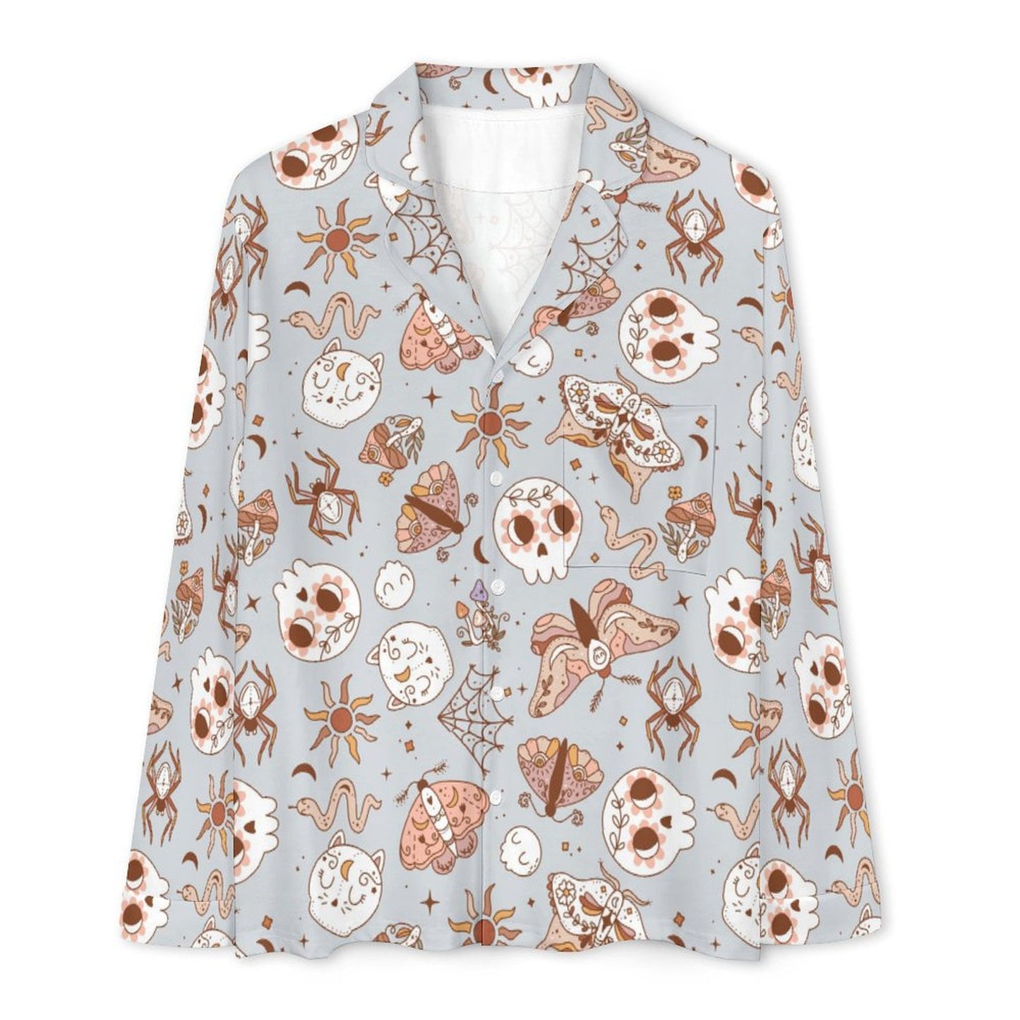 Long Pajama Set - Pastel Blue Butterfly Print