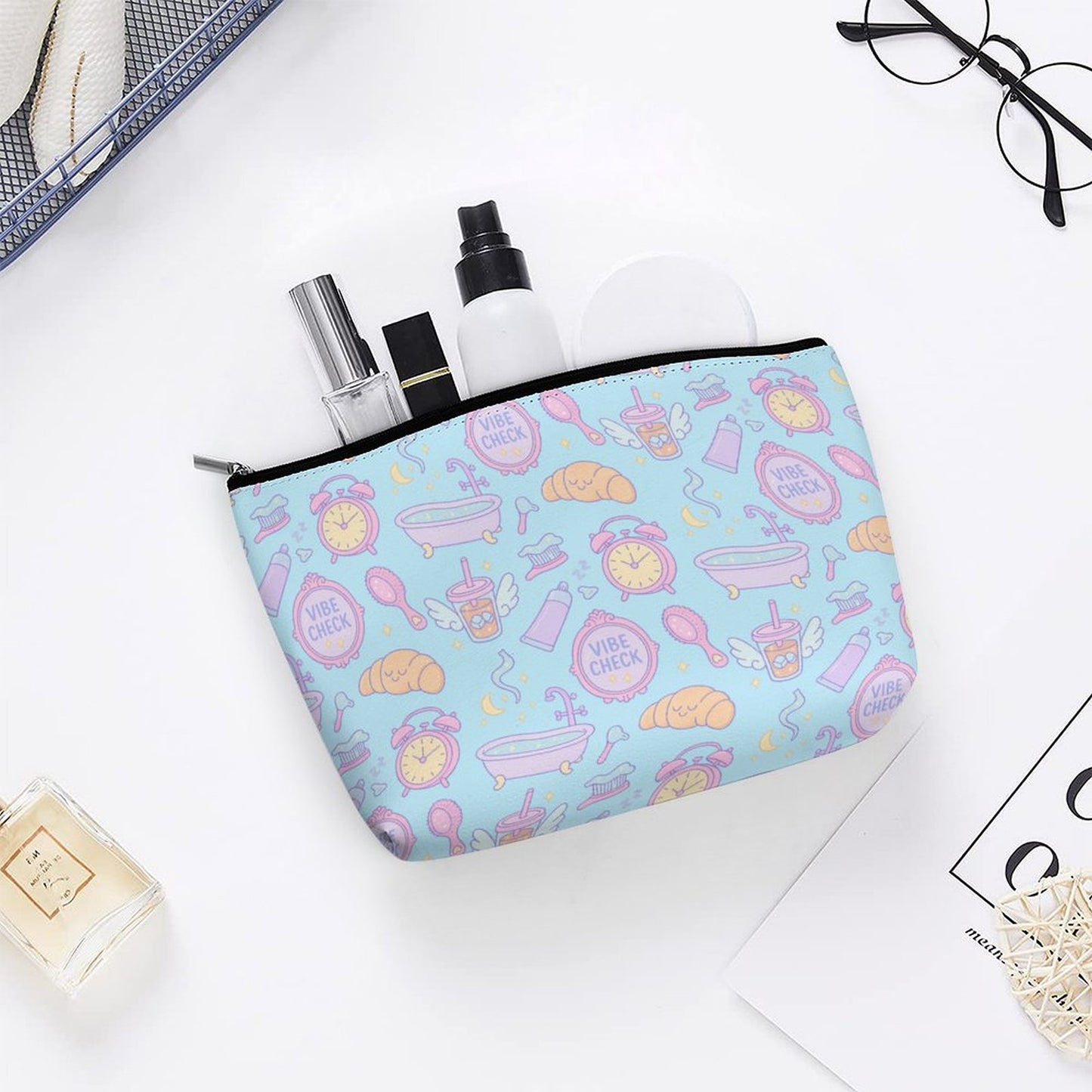 Cosmetic Bag - Vibe Check - Pastel Blue