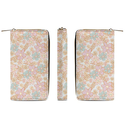 Zipped Wallet - Pastel Flowers