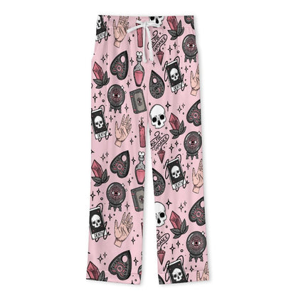 Long Pajama Set - Pinky Red Witchy Print