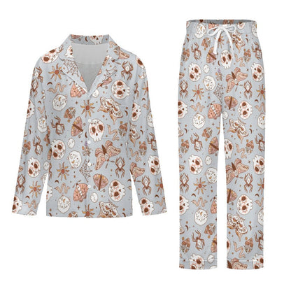 Long Pajama Set - Pastel Blue Butterfly Print