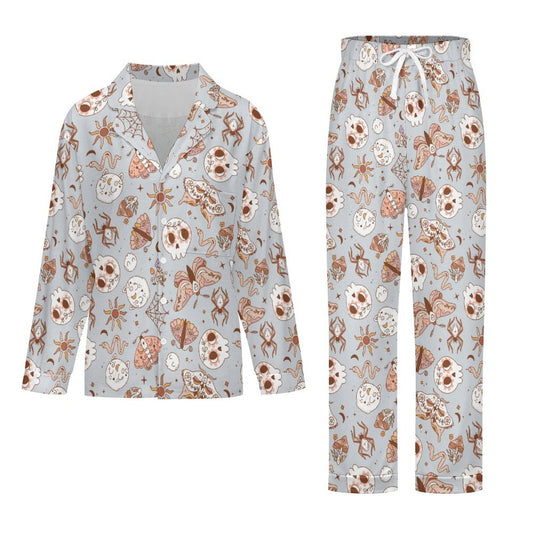 Long Pajama Set - Pastel Blue Butterfly Print