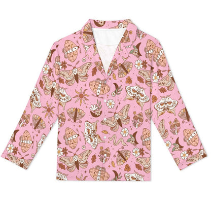 Long Pajama Set - Pink Boho Butterfly Design