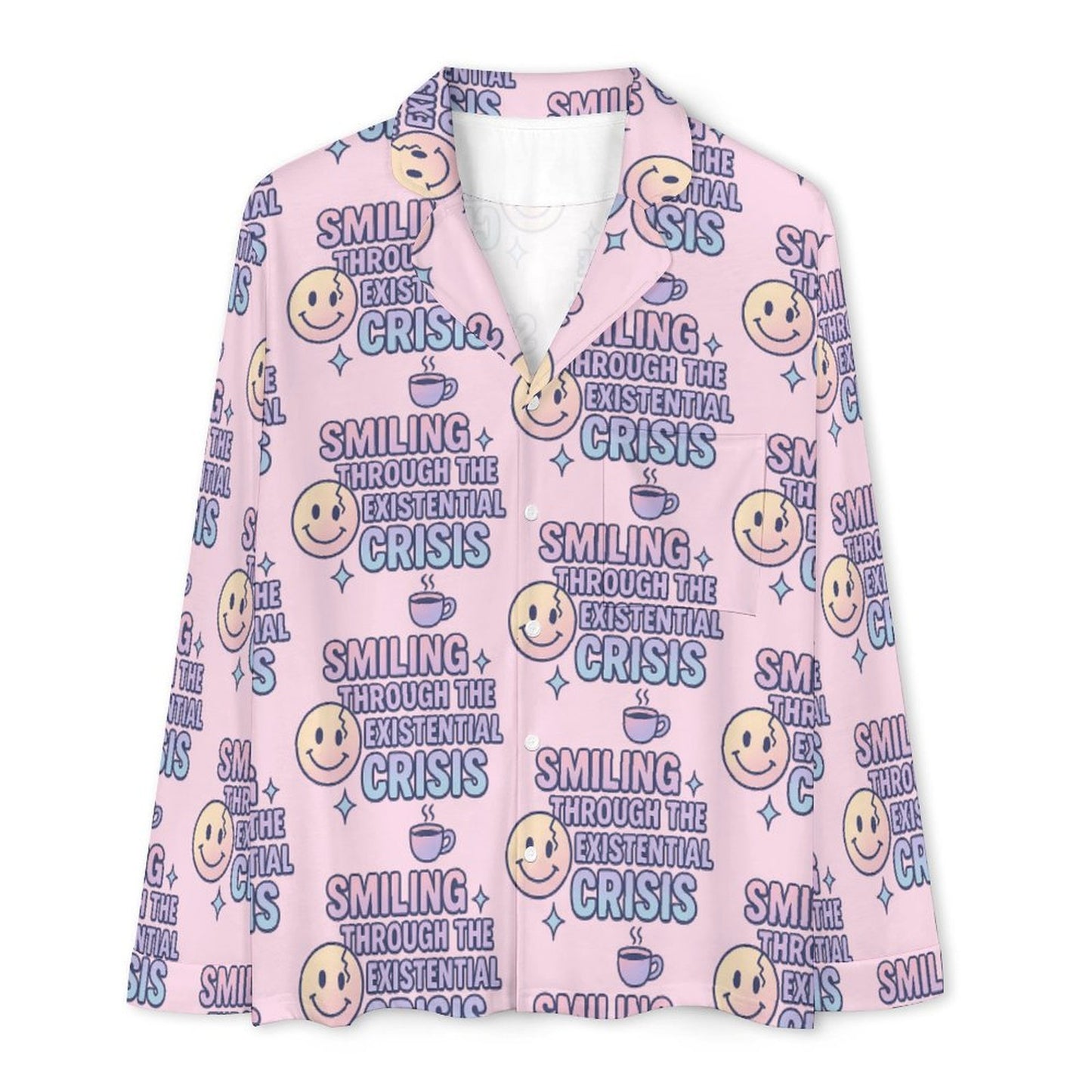Long Pajama Sets - Smiling through the existential crisis