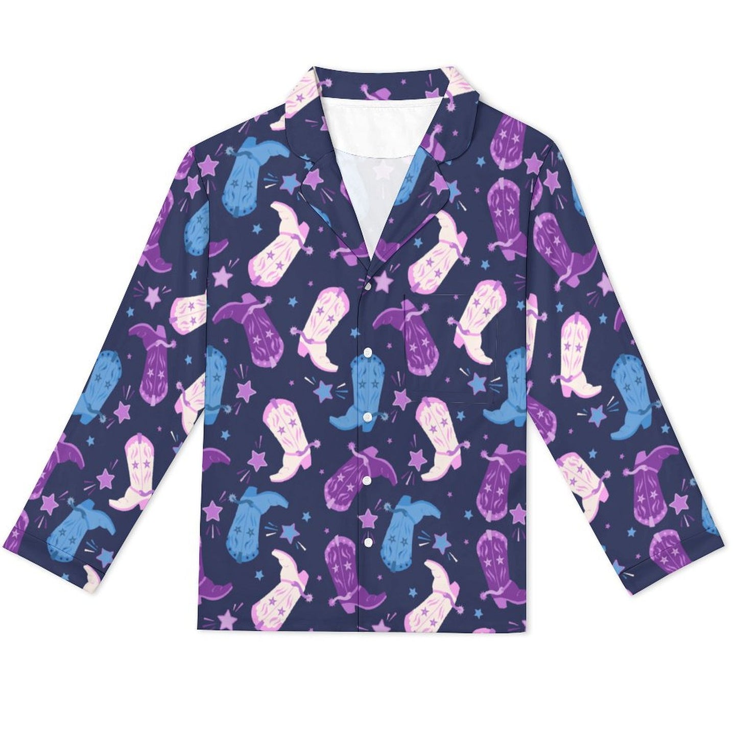 Long Pajama Set - Purple Cowgirl Boots
