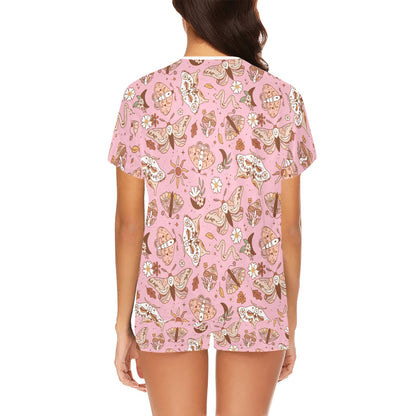 Short Pajama Set - Pastel Pink Butterfly Print