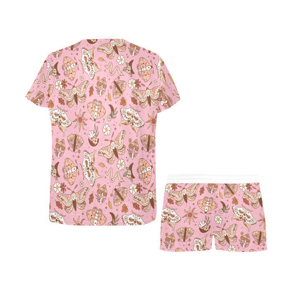 Short Pajama Set - Pastel Pink Butterfly Print
