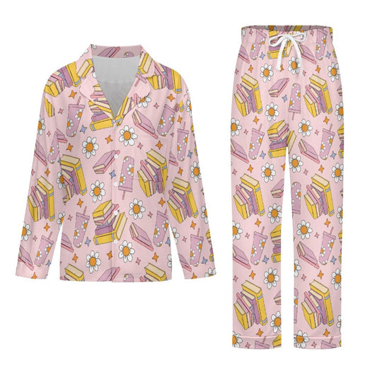 Long Pajama Set - Books & Coffee