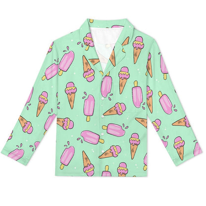 Long Pajama Set - Pastel Green Ice Cream