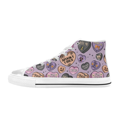 Hi-Top Shoes - Pastel Purple Spooky Candy Hearts