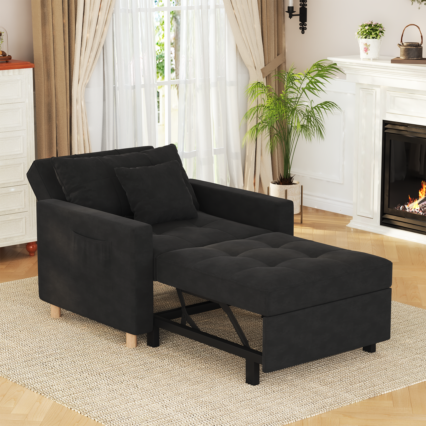 Sleeper Chair, Convertible Chair Bed for Adults, 3-in-1 Pull Out Sofa Chair