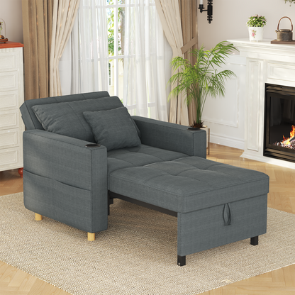 Sleeper Chair, Convertible Chair Bed for Adults, 3-in-1 Pull Out Sofa Chair