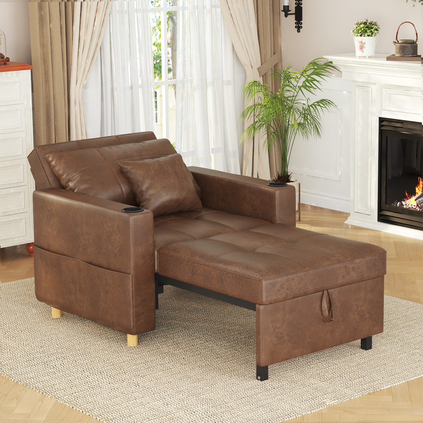 Sleeper Chair, Convertible Chair Bed for Adults, 3-in-1 Pull Out Sofa Chair