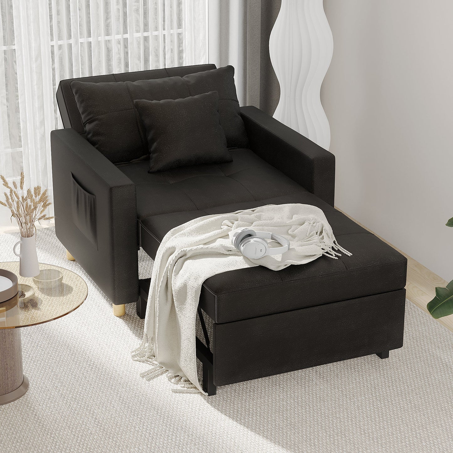 Sleeper Chair, Convertible Chair Bed for Adults, 3-in-1 Pull Out Sofa Chair