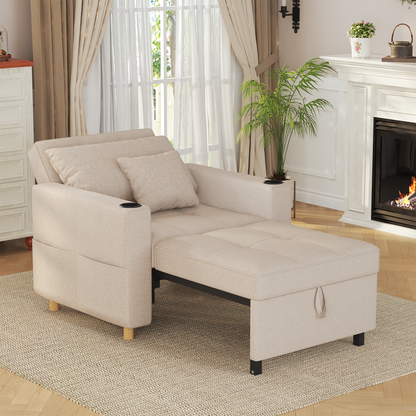 Sleeper Chair, Convertible Chair Bed for Adults, 3-in-1 Pull Out Sofa Chair