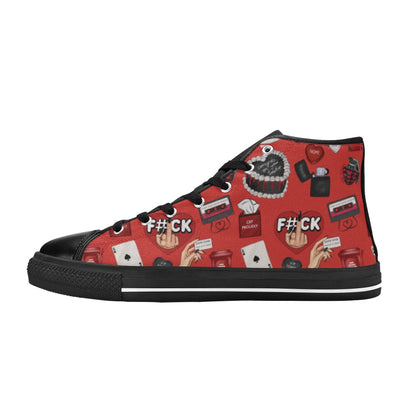 Hi-Top Shoes - Black - Toxic Hearts