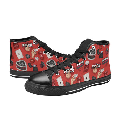 Hi-Top Shoes - Black - Toxic Hearts