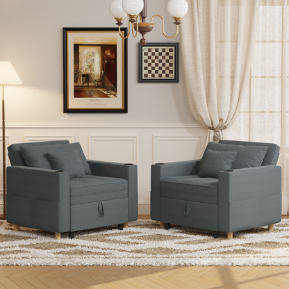Sleeper Chair, Convertible Chair Bed for Adults, 3-in-1 Pull Out Sofa Chair