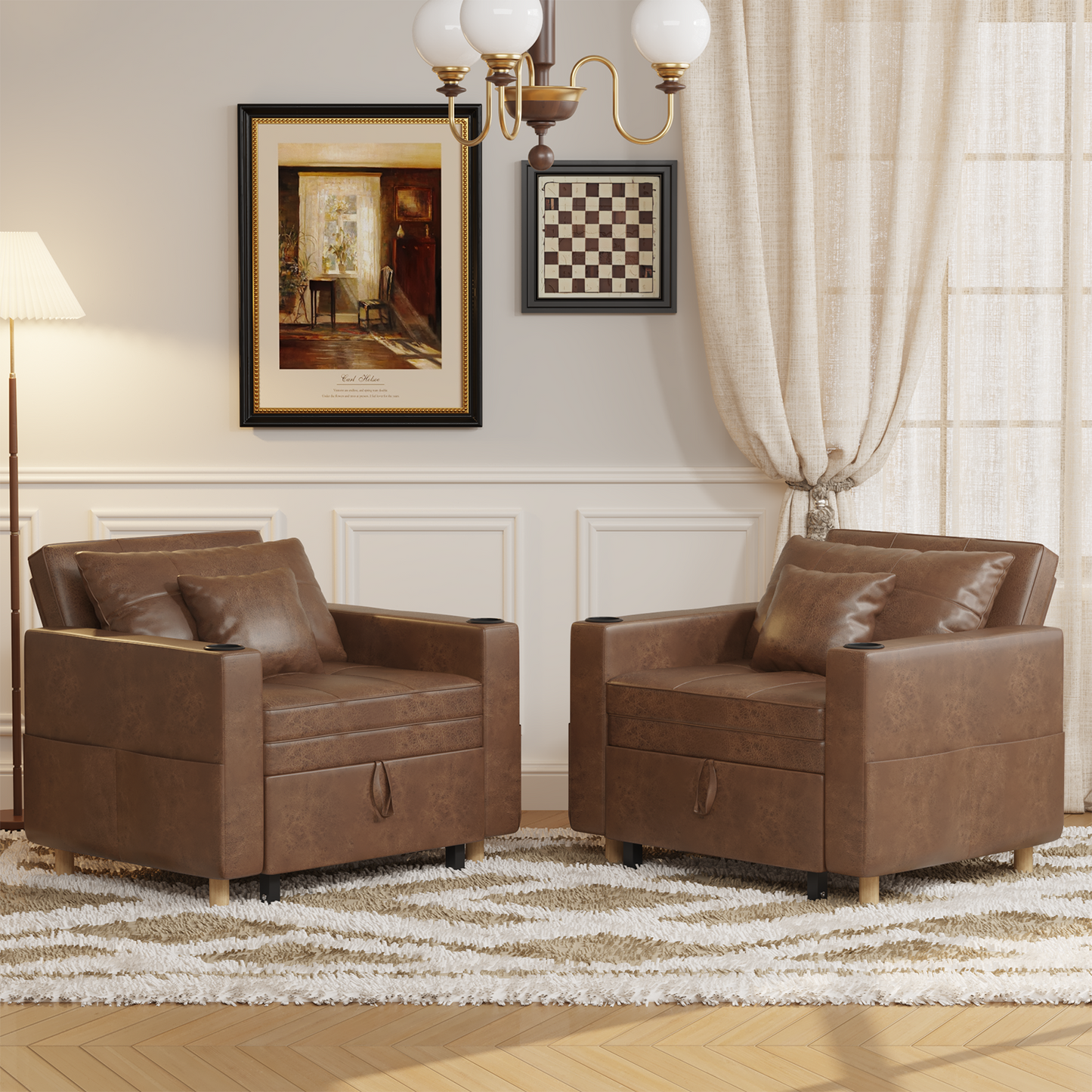 Sleeper Chair, Convertible Chair Bed for Adults, 3-in-1 Pull Out Sofa Chair