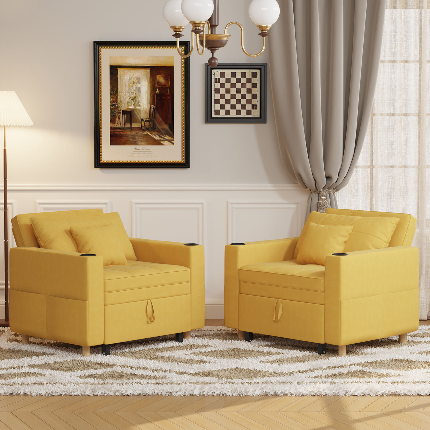 Sleeper Chair, Convertible Chair Bed for Adults, 3-in-1 Pull Out Sofa Chair