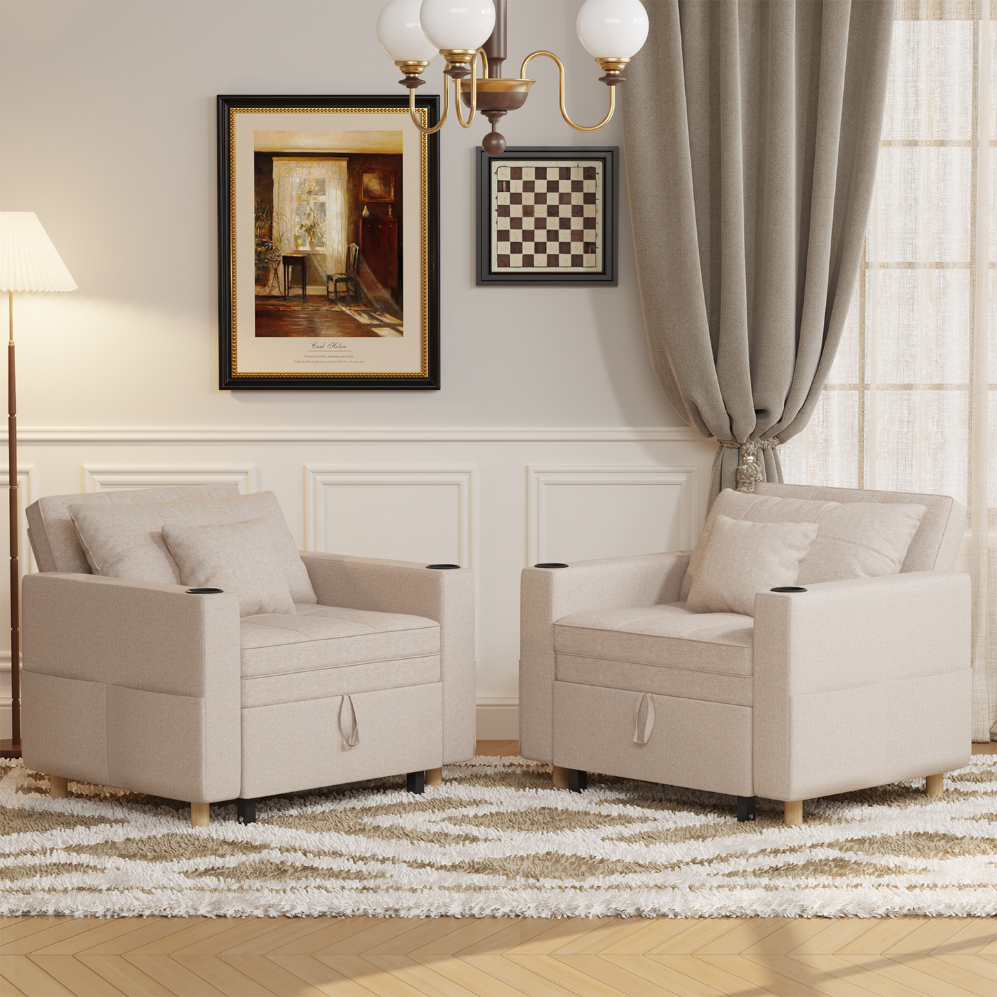 Sleeper Chair, Convertible Chair Bed for Adults, 3-in-1 Pull Out Sofa Chair
