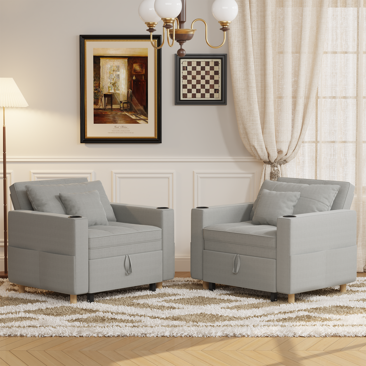 Sleeper Chair, Convertible Chair Bed for Adults, 3-in-1 Pull Out Sofa Chair