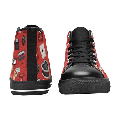Hi-Top Shoes - Black - Toxic Hearts
