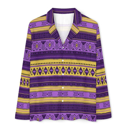 Long Pajama Set - Purple & Gold Pattern