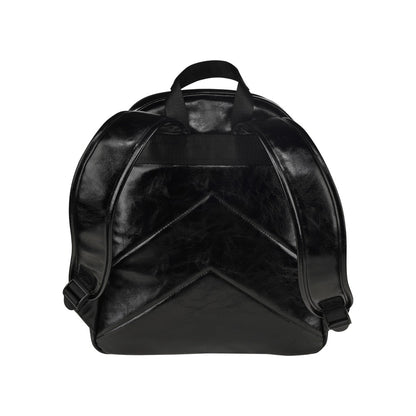 Faux Leather Backpack - Purple Spooky Design -  Multi-Pockets