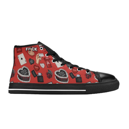 Hi-Top Shoes - Black - Toxic Hearts