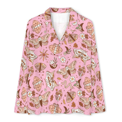 Long Pajama Set - Pink Boho Butterfly Design