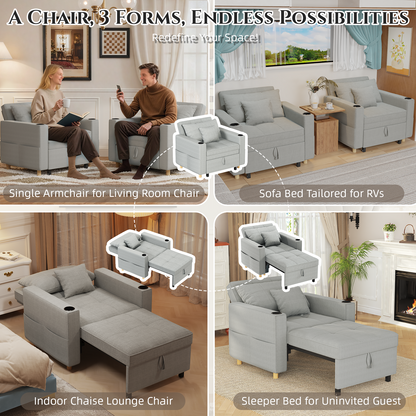 Sleeper Chair, Convertible Chair Bed for Adults, 3-in-1 Pull Out Sofa Chair