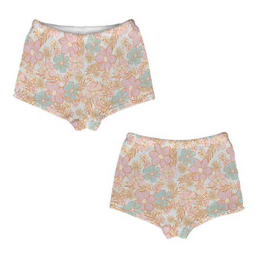 Flannel PJ Shorts - Pastel Flower Print