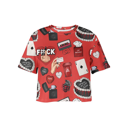 Cropped Tee - Red Toxic Relationships Design