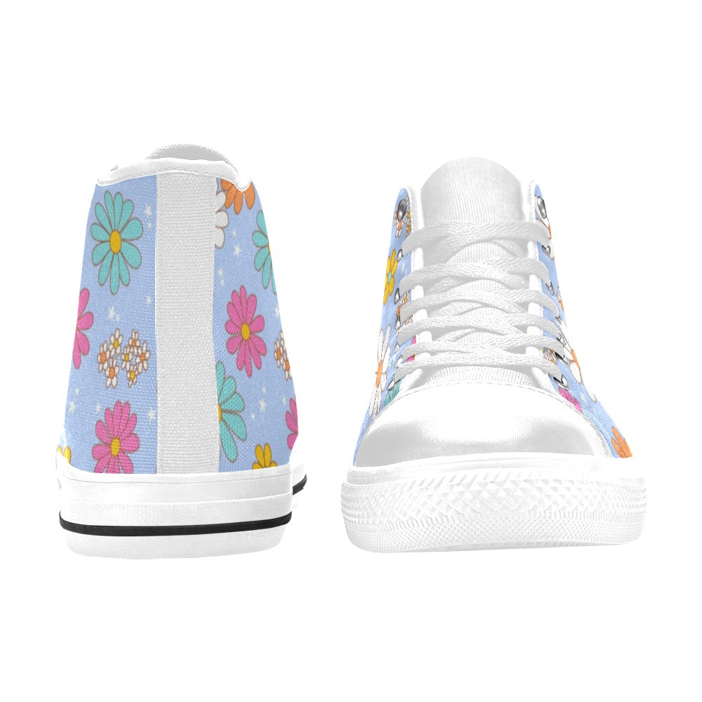 Hi-Top Shoes - Pastel Blue Flowers