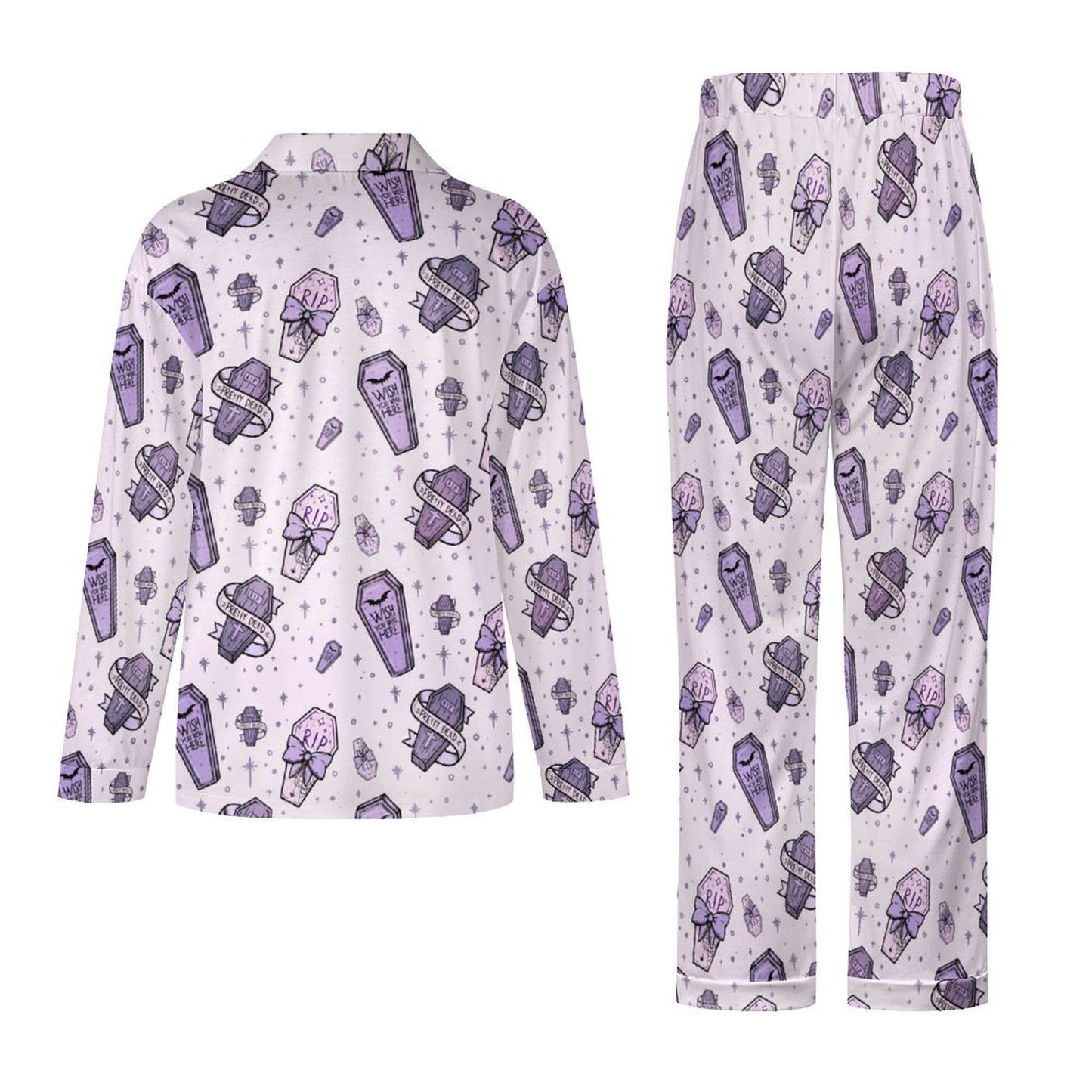 Long Pajama Set - RIP Witchy Purple Print