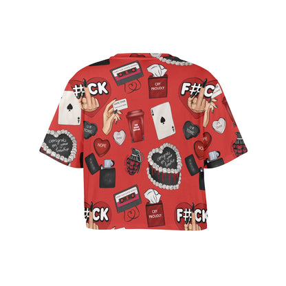 Cropped Tee - Red Toxic Relationships Design
